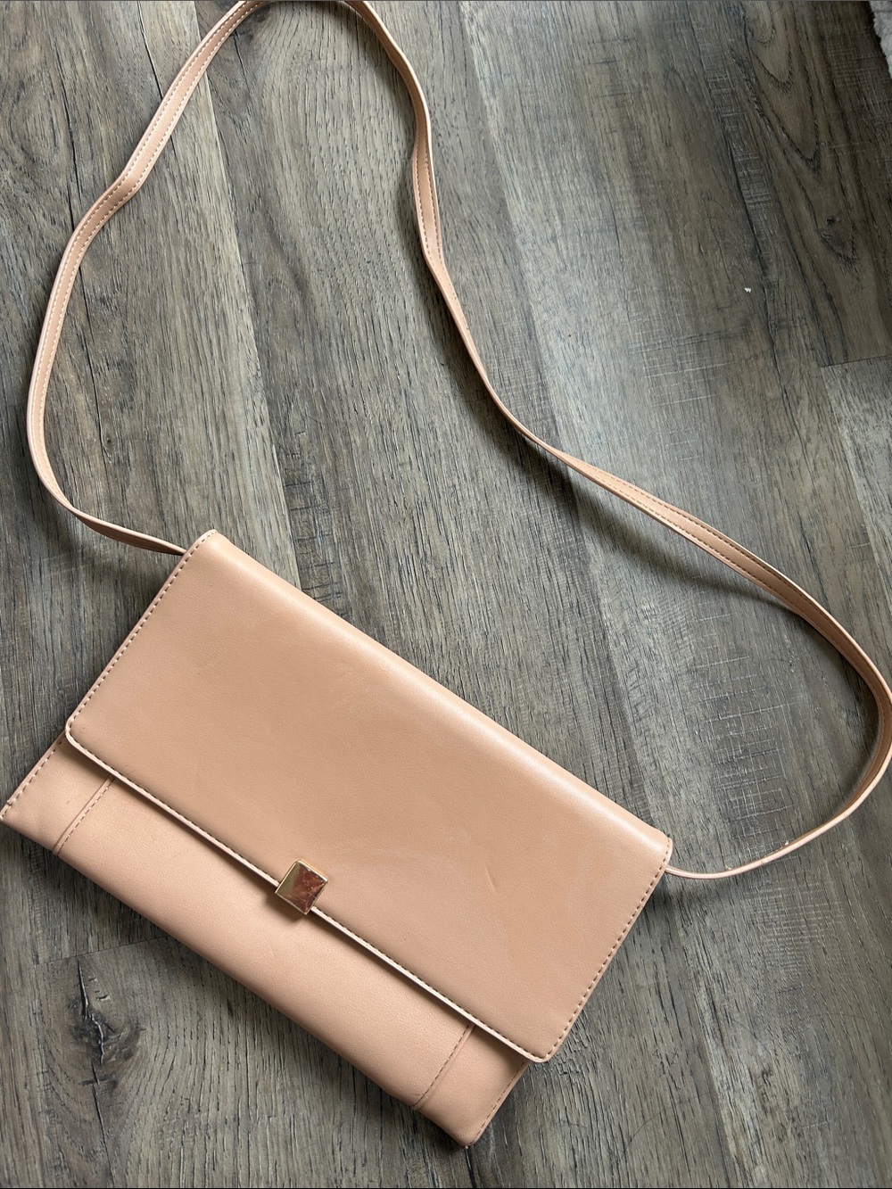 a new day Peach/Tan Crossbody Clutch with Gold Accent